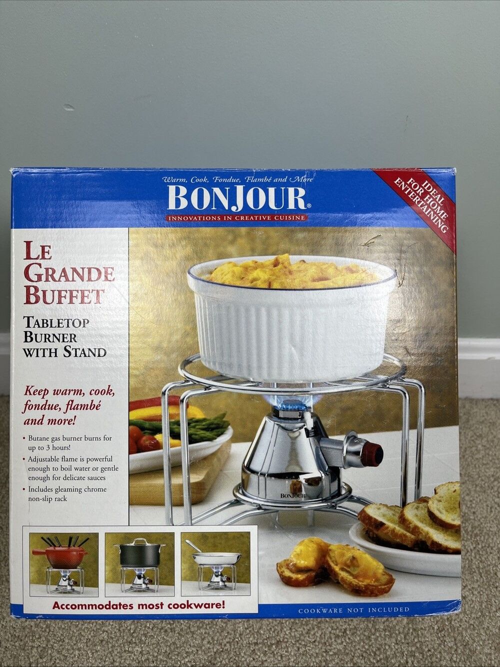 BonJour Le Grande Buffet Tabletop Burner With Stand‎ Accommodates Most Cookware